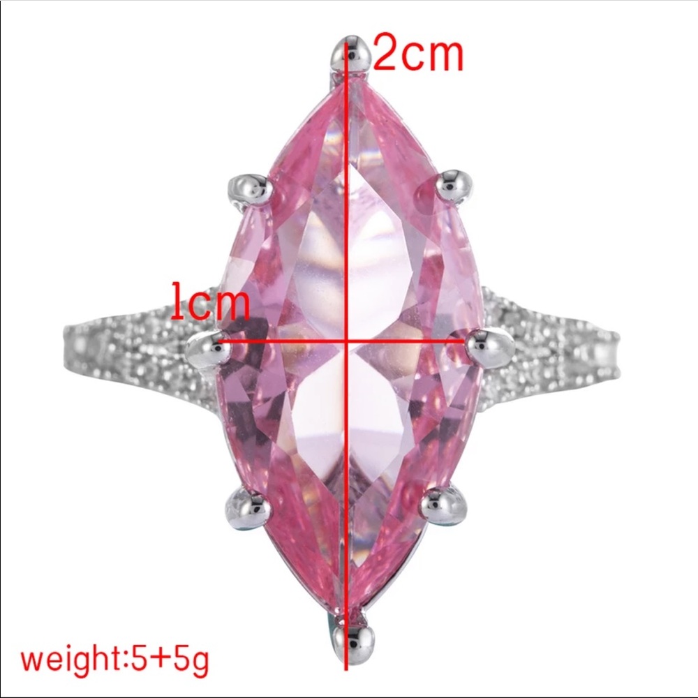 New Large pink crystal Stainless Steel Ring - Picture 4 of 5